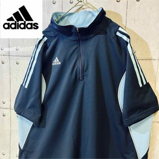 アディダス(adidas)の大きめadidasアディダス　ハーフジップTシャツ　XO  トリプルライン(Tシャツ/カットソー(半袖/袖なし))