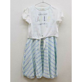 ポンポネット(pom ponette)の【夏物 新入荷!】▼ポンポネット/pom ponette▼150cm  半袖Tシャツ/半袖カットソー×ワンピースセット 白＆水色×黄色×青 【中古】 子供 キッズ kids ジュニア 女の子 onepi 夏 304042(その他)