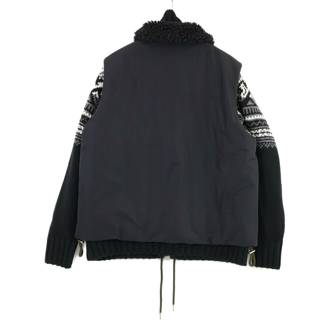 sacai(サカイ)のサカイ 22-02913M 22AW ﾌﾞﾗｯｸ ﾊﾟﾃﾞｯﾄﾞﾍﾞｽﾄ ﾄﾞｯｷﾝｸﾞ ﾆｯﾄ ｼﾞｬｹｯﾄ 1 メンズのジャケット/アウター(その他)の商品写真