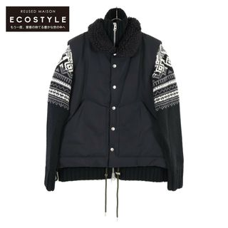 サカイ(sacai)のサカイ 22-02913M 22AW ﾌﾞﾗｯｸ ﾊﾟﾃﾞｯﾄﾞﾍﾞｽﾄ ﾄﾞｯｷﾝｸﾞ ﾆｯﾄ ｼﾞｬｹｯﾄ 1(その他)