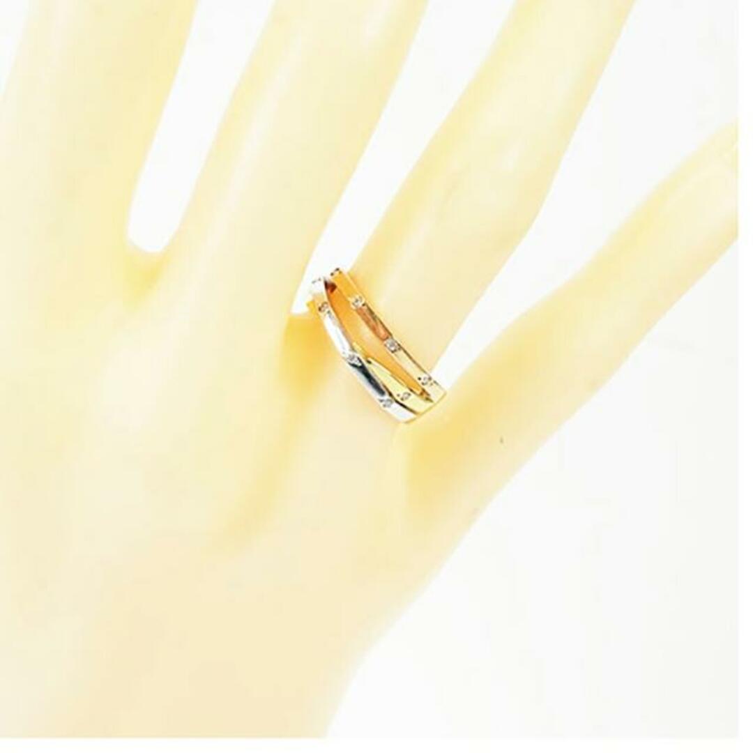 【ju164】ダイヤモンド リング/0.08ct/Pt900 プラチナ/K18 ゴールド/デザイン/未使用 レディースのアクセサリー(リング(指輪))の商品写真
