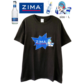 ZIMA　ジーマ　Tシャツ　L　黒　古着(Tシャツ/カットソー(半袖/袖なし))