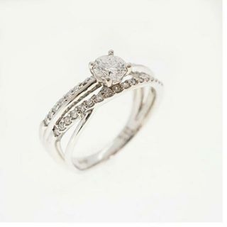 【ju309】ダイヤモンド リング/0.350ct/0.26ct/K18WG ホワイトゴールド/未使用(リング(指輪))