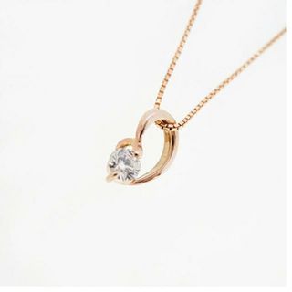 【ju318】ダイヤモンド ネックレス/0.07ct/K10PG ピンクゴールド/一粒ダイヤ/未使用(ネックレス)