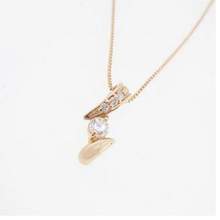 【jv341】ダイヤモンド ネックレス/0.1ct/K18PG ピンクゴールド/一粒ダイヤ/未使用(ネックレス)