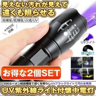 2個セット 紫外線ライト LED ブラックライト UV 懐中電灯 アニサキス(ライト/ランタン)