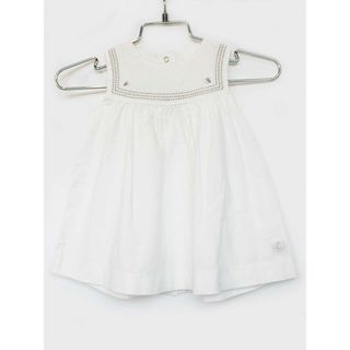 プチバトー(PETIT BATEAU)の【春夏物 新入荷!】[プチバトー/PETIT BATEAU]67cm ジャンパースカート 白×グレー【中古】子供服 キッズ kids ベビー服 baby 女の子 春夏 onepi 504042(スカート)