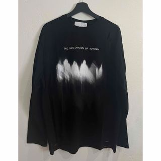 新品タグ付 ダメージ加工プリント ロンT 長袖 Tシャツ ストリート 韓国 黒M(Tシャツ/カットソー(七分/長袖))