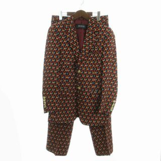 グッチ(Gucci)のグッチ スーツ セットアップ テーラードジャケット スラックス 総柄 赤系 44(スーツジャケット)