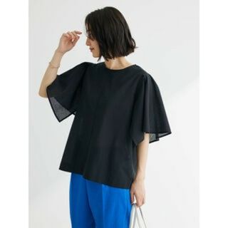 chocol raffine robe - chocol raffine robe 綿麻混袖フレアブラウス