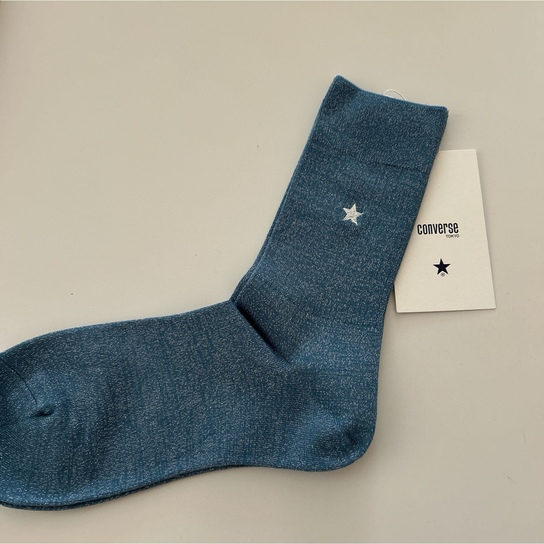 CONVERSE(コンバース)のコンバース　靴下　ブルー　STAR ★ GLITTER SOX レディースのレッグウェア(ソックス)の商品写真