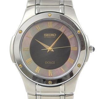 セイコー(SEIKO)の【本物保証】 超美品 セイコー SEIKO ドルチェ キネティック メンズ オートクォーツ 腕時計 黒×シェル文字盤 4M61 0A30(腕時計(アナログ))