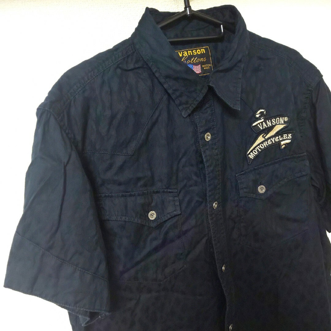 VANSON(バンソン)のVANSON 半袖 シャツ XL 黒 トップス 古着 バンソン 半袖シャツ メンズのトップス(シャツ)の商品写真