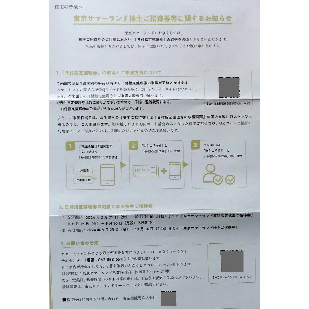 東京都競馬 株主優待 東京サマーランド株主招待券 8枚 チケットの施設利用券(遊園地/テーマパーク)の商品写真