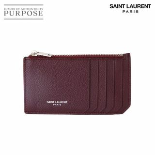 サンローラン(Saint Laurent)の新品同様 サンローラン パリ SAINT LAURENT PARIS フラグメント ジップケース カード コイン ケース 小銭入れ レザー ボルドー 631992 シルバー 金具 VLP 90229886(コインケース/小銭入れ)