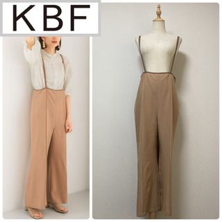 KBF ピンタックハイウエストサロペット　ベージュ