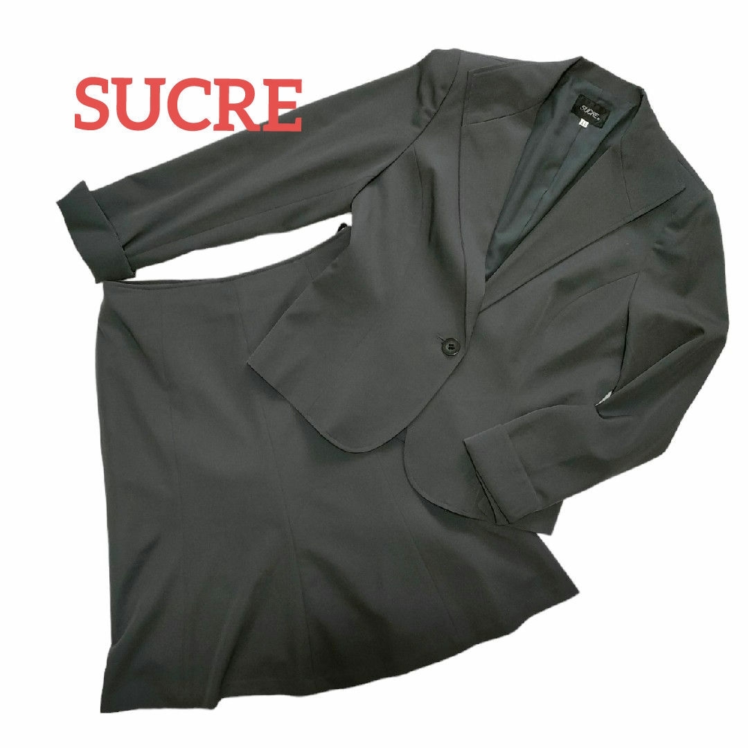 シュクレ　レディース スカート スーツ セットアップ チャコールグレー 11号 レディースのフォーマル/ドレス(スーツ)の商品写真