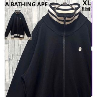 A BATHING APE - アベイシングエイプ ジャージ トラックジャケット ブラック 刺繍ロゴ M