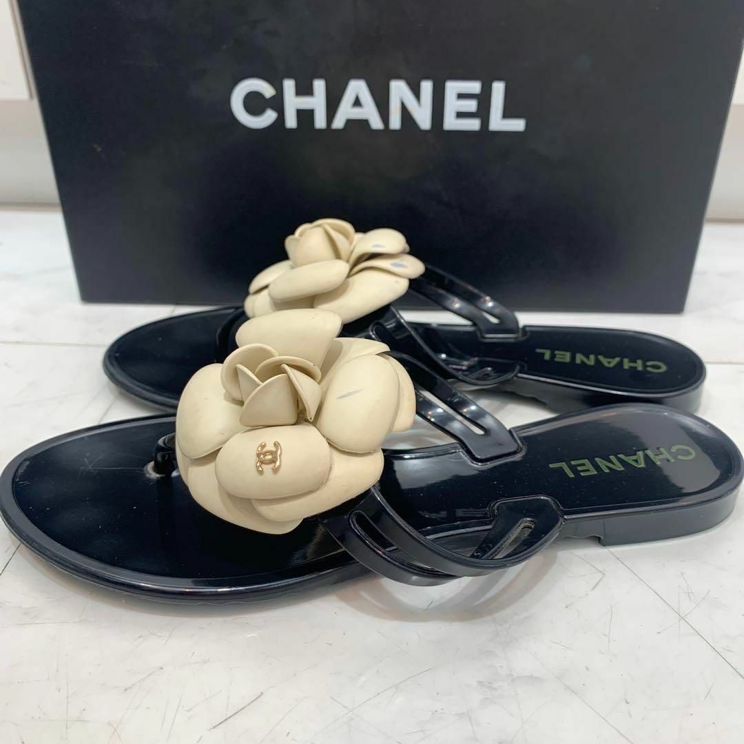 CHANEL - CHANEL カメリア トングサンダル ビーチサンダル size36の CHANEL - CHANEL カメリア トングサンダル ビーチサンダル size36の