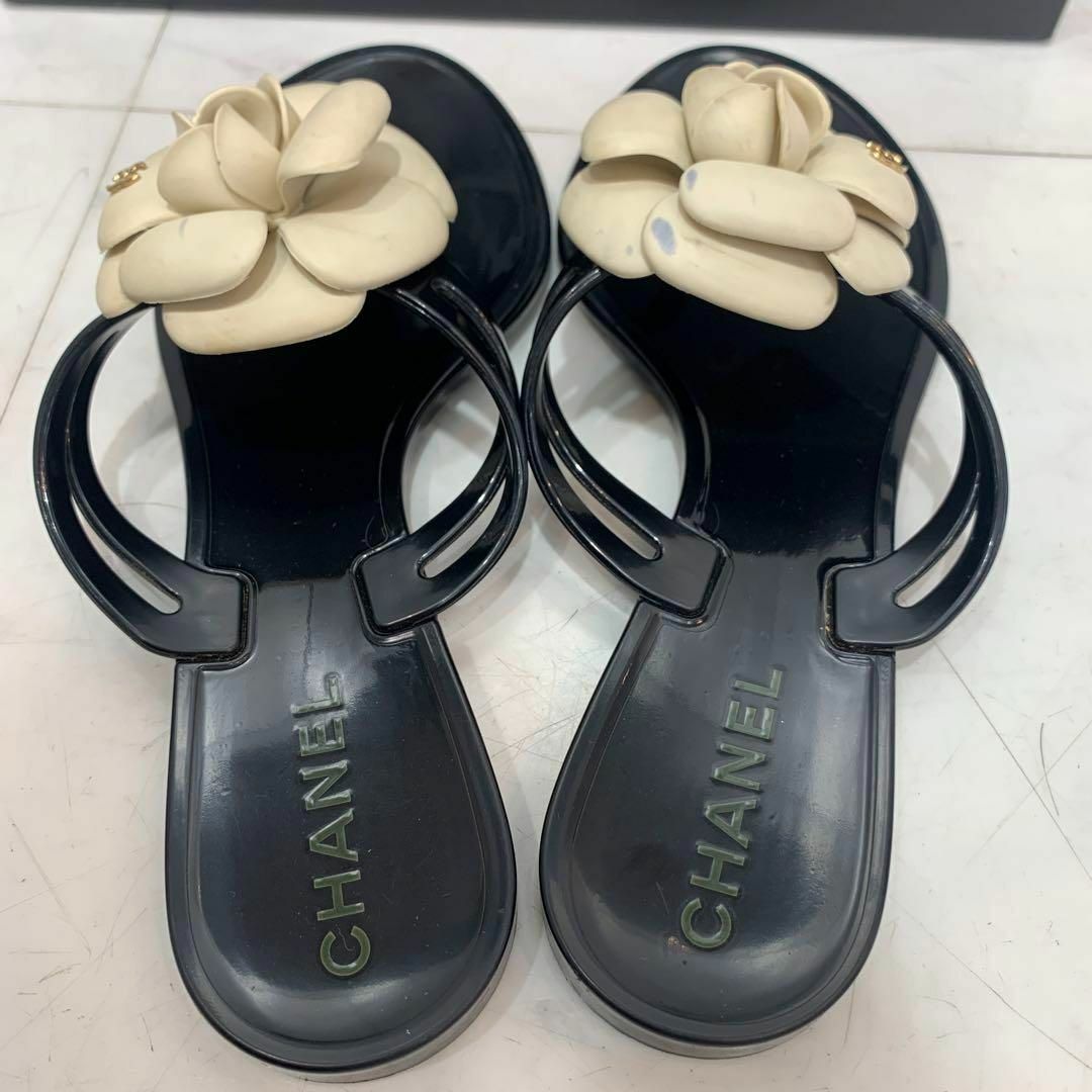 CHANEL - CHANEL カメリア トングサンダル ビーチサンダル size36の CHANEL - CHANEL カメリア トングサンダル ビーチサンダル size36の