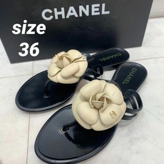 シャネル(CHANEL)のCHANEL カメリア トングサンダル ビーチサンダル size36(サンダル)