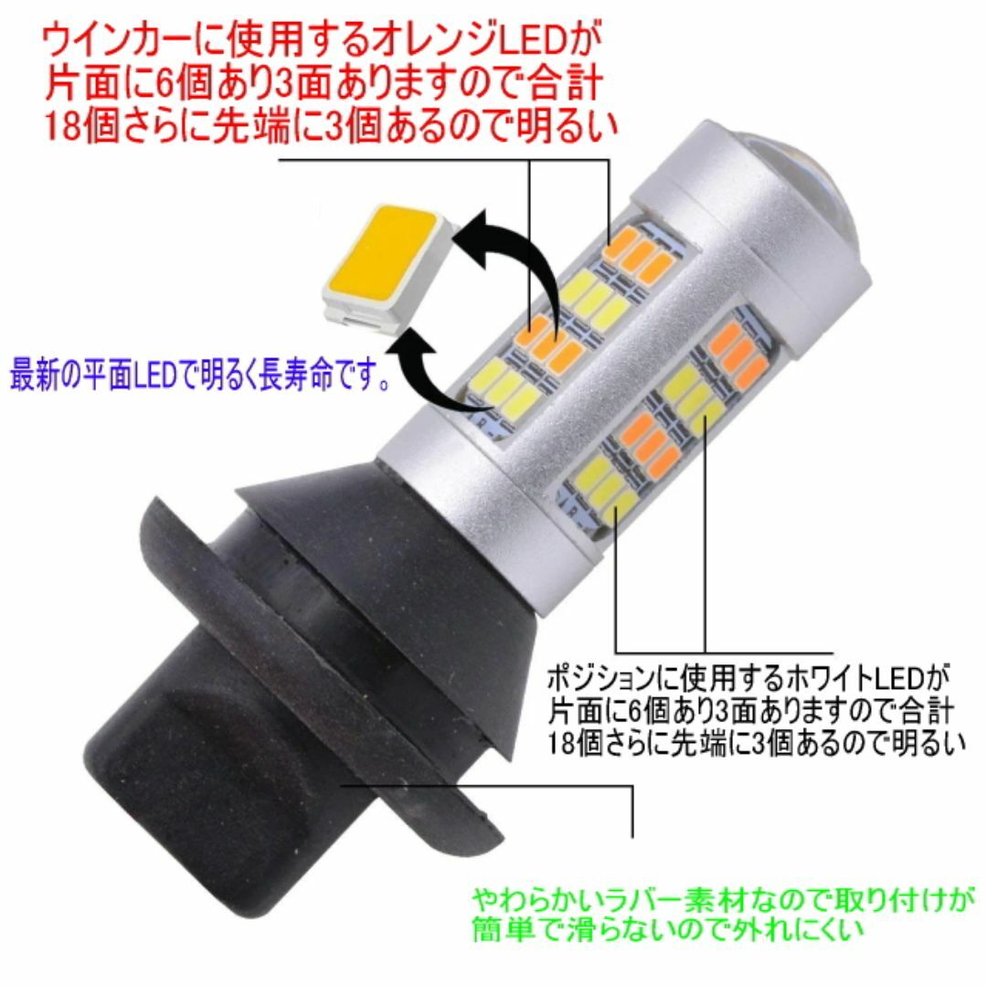 T20型ウインカーバルブ用 平面LED搭載で明るいLEDウィンカーとポジション化 自動車/バイクの自動車(汎用パーツ)の商品写真