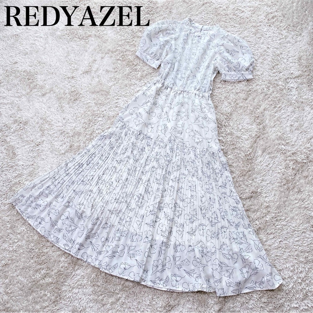 REDYAZEL(レディアゼル)の【美品】レディアゼル フラワー プリント プリーツ ロングワンピース 半袖 レディースのワンピース(ロングワンピース/マキシワンピース)の商品写真