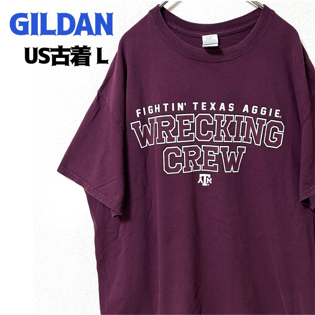 GILDAN(ギルタン)のUS古着 ギルダン プリント 半袖 Tシャツ A&M  フットボール ネイビー  メンズのトップス(Tシャツ/カットソー(半袖/袖なし))の商品写真