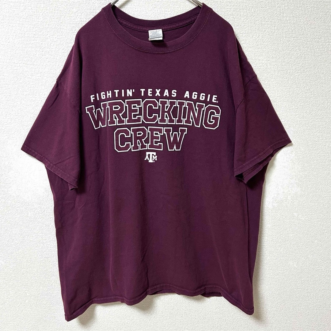 GILDAN(ギルタン)のUS古着 ギルダン プリント 半袖 Tシャツ A&M  フットボール ネイビー  メンズのトップス(Tシャツ/カットソー(半袖/袖なし))の商品写真