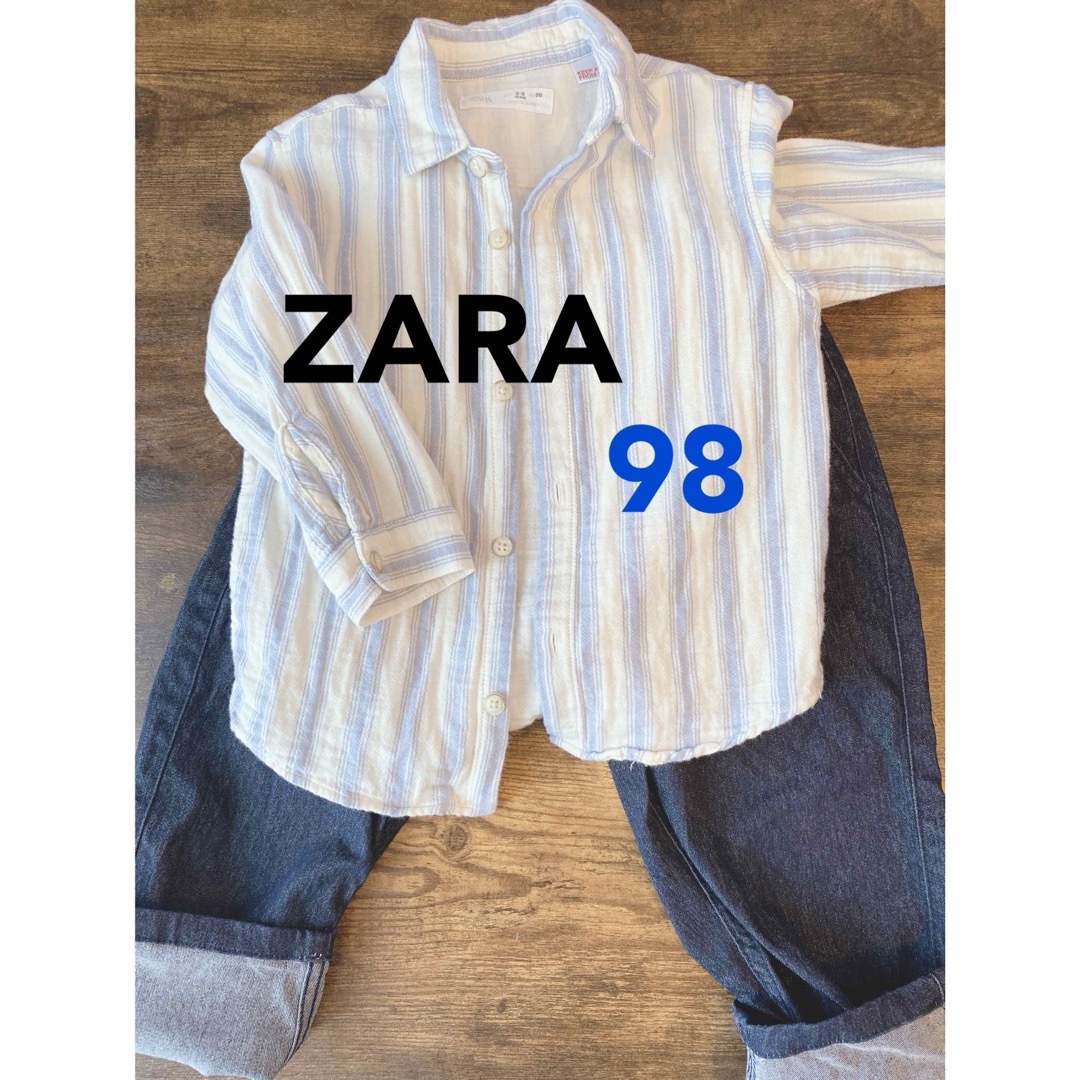 ZARA KIDS(ザラキッズ)のZARA ザラ　キッズ　ダブルフェイス　ストライプシャツ　長袖 キッズ/ベビー/マタニティのキッズ服男の子用(90cm~)(Tシャツ/カットソー)の商品写真