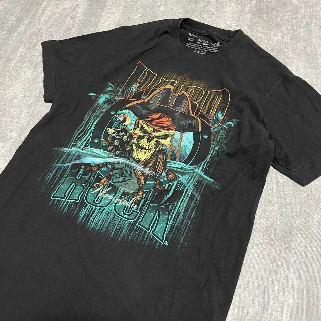 Hard Rock CAFE(ハードロックカフェ)のTシャツ 半袖 ハードロックカフェ スカル ドクロ 海賊 ブラック コットン S メンズのトップス(Tシャツ/カットソー(半袖/袖なし))の商品写真