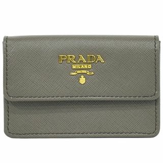 プラダ(PRADA)の本物 プラダ PRADA サフィアーノ レザー カードケース 名刺入れ グレー 1M0881 Saffiano 雑貨小物 中古(名刺入れ/定期入れ)