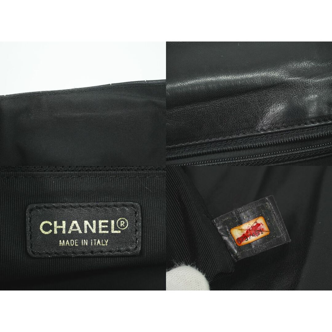 CHANEL(シャネル)の本物 シャネル CHANEL チョコバー チェーン ショルダーバッグ レザー ブラック ベージュ Chocolate Bar バッグ 中古 レディースのバッグ(ショルダーバッグ)の商品写真