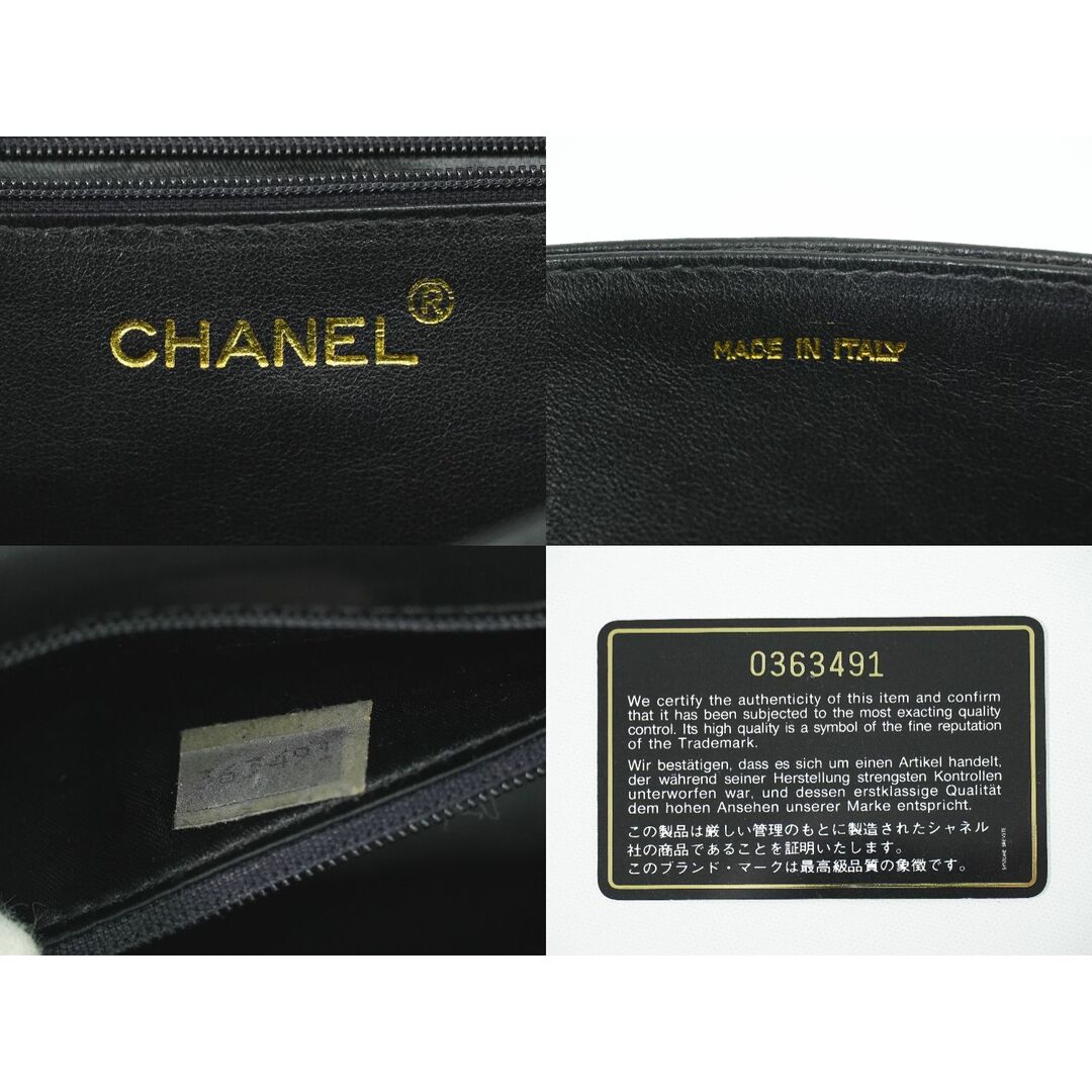 CHANEL(シャネル)の本物 シャネル CHANEL ココマーク Vステッチ チェーン ショルダーバッグ ポシェット ラムスキン レザー ブラック Coco Mark バッグ 中古 レディースのバッグ(ショルダーバッグ)の商品写真