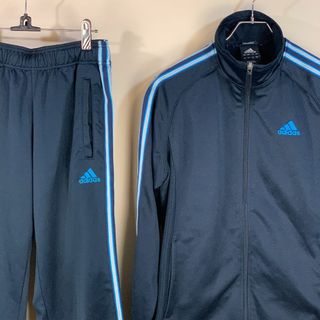 adidas - アディダス レディース 上下セット ジャージ ３本ライン ピステ 紺 S 古着