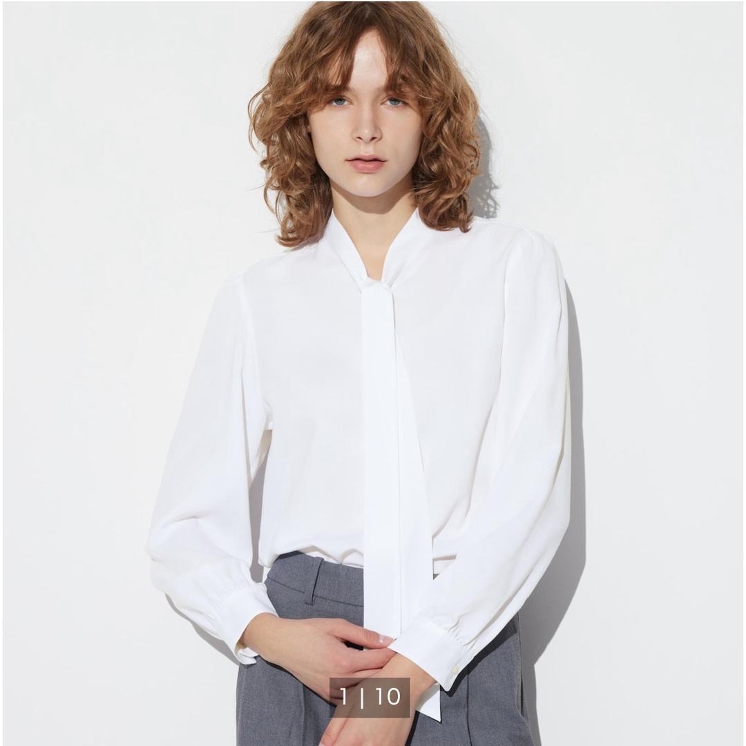 UNIQLO(ユニクロ)のUNIQLO＊レーヨンボウタイブラウス＊M レディースのトップス(シャツ/ブラウス(長袖/七分))の商品写真