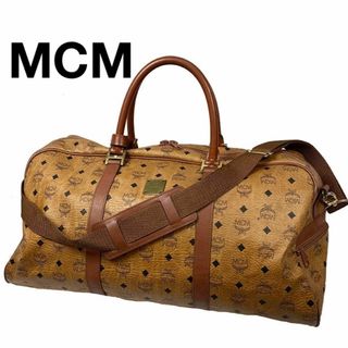 エムシーエム(MCM)のMCM　ボストンバッグ　ハンド　ショルダー　レザー　ヴィセトス柄　ブラウン　総柄(ボストンバッグ)