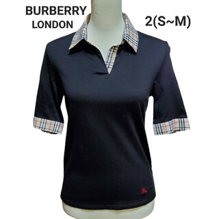 バーバリー(BURBERRY)のBURBERRY ロンドン シャツ ノバチェック オープンカラ レディース 2号(ポロシャツ)