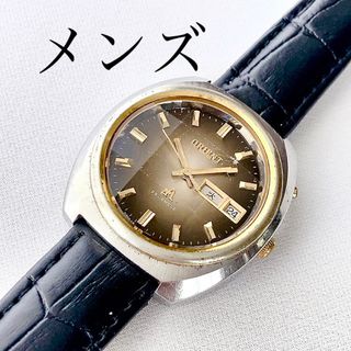 昭和レトロ　ORIENT メンズ自動巻腕時計　稼動　ベルト未使用