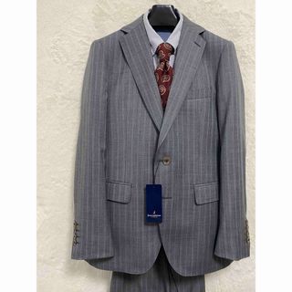 THE SUIT COMPANY - 【新品】春秋冬 メンズ スーツ A4 S h165-w78 グレー ストライプ