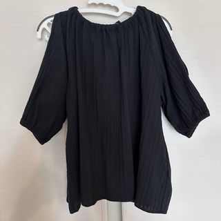 moussy - moussy ブラウス　ブラック　リボン　コットン　オフショル　肩出し