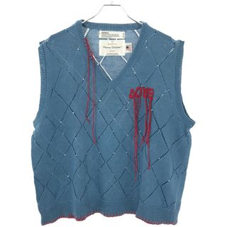 DAIRIKU ダイリク 21SS OVE Hand Embroidery Argyle Knit Vest エンブロイダリーアーガイルニットベスト ブルー F 21SS K-6(ベスト)