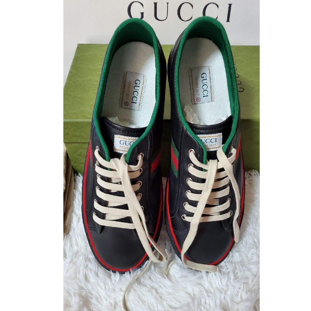 Gucci(グッチ)の✨️新品✨️ グッチ 1977 テニス ブラック レザー スニーカー メンズ メンズの靴/シューズ(スニーカー)の商品写真