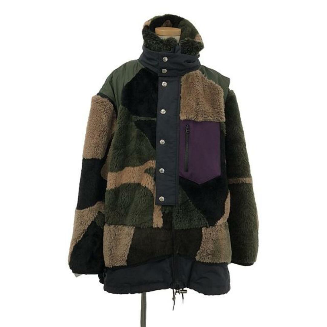 sacai(サカイ)の【美品】  sacai / サカイ | × KAWS / カウズ Jacquard Faux Fur Reversible Blouson / 異素材 ボア切替 オーバーブルゾン ジャケット | 2 | ブラック/ブラウン/オリーブ | メンズ メンズのジャケット/アウター(その他)の商品写真