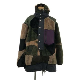 sacai - 【美品】  sacai / サカイ | × KAWS / カウズ Jacquard Faux Fur Reversible Blouson / 異素材 ボア切替 オーバーブルゾン ジャケット | 2 | ブラック/ブラウン/オリーブ | メンズ