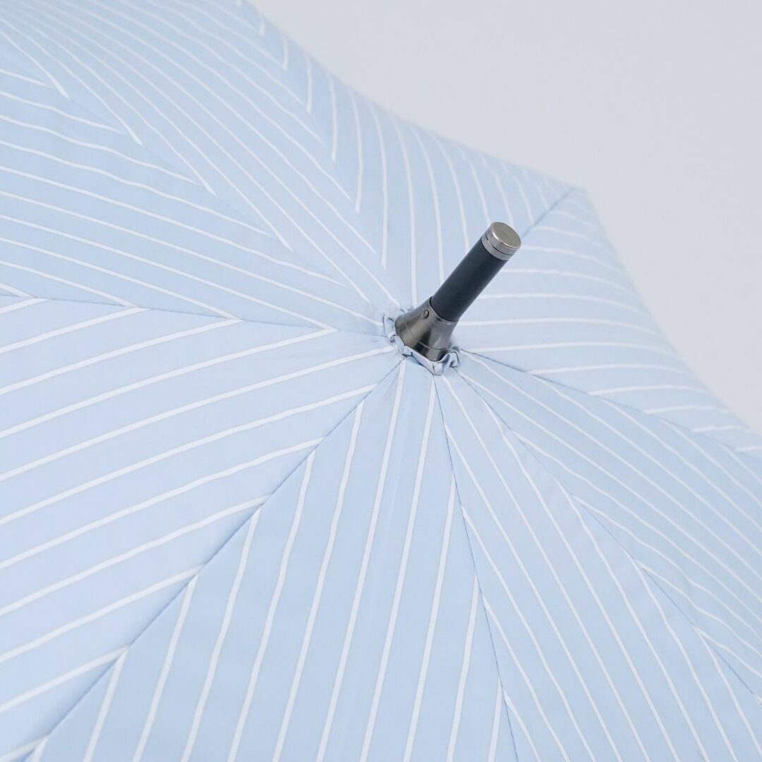 JILLSTUART(ジルスチュアート)の日傘 JILL STUART ジルスチュアート 晴雨兼用日傘 USED美品 ストライプ リーフ ボタニカル ライトブルー 遮光 UV 寒竹 55cm T A0479 レディースのファッション小物(傘)の商品写真
