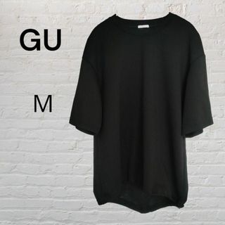 ジーユー(GU)のGU　ダブルフェイス　ビッグプルオーバー　黒　M(Tシャツ/カットソー(半袖/袖なし))