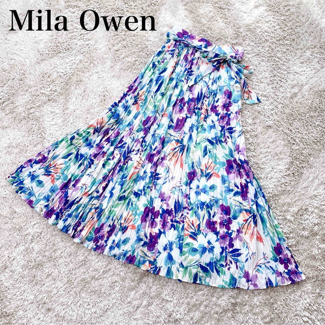 Mila Owen(ミラオーウェン)の【入手困難】ミラオーウェン ワッシャーマキシ丈巻きスカート 花柄 ロングスカート レディースのスカート(ロングスカート)の商品写真