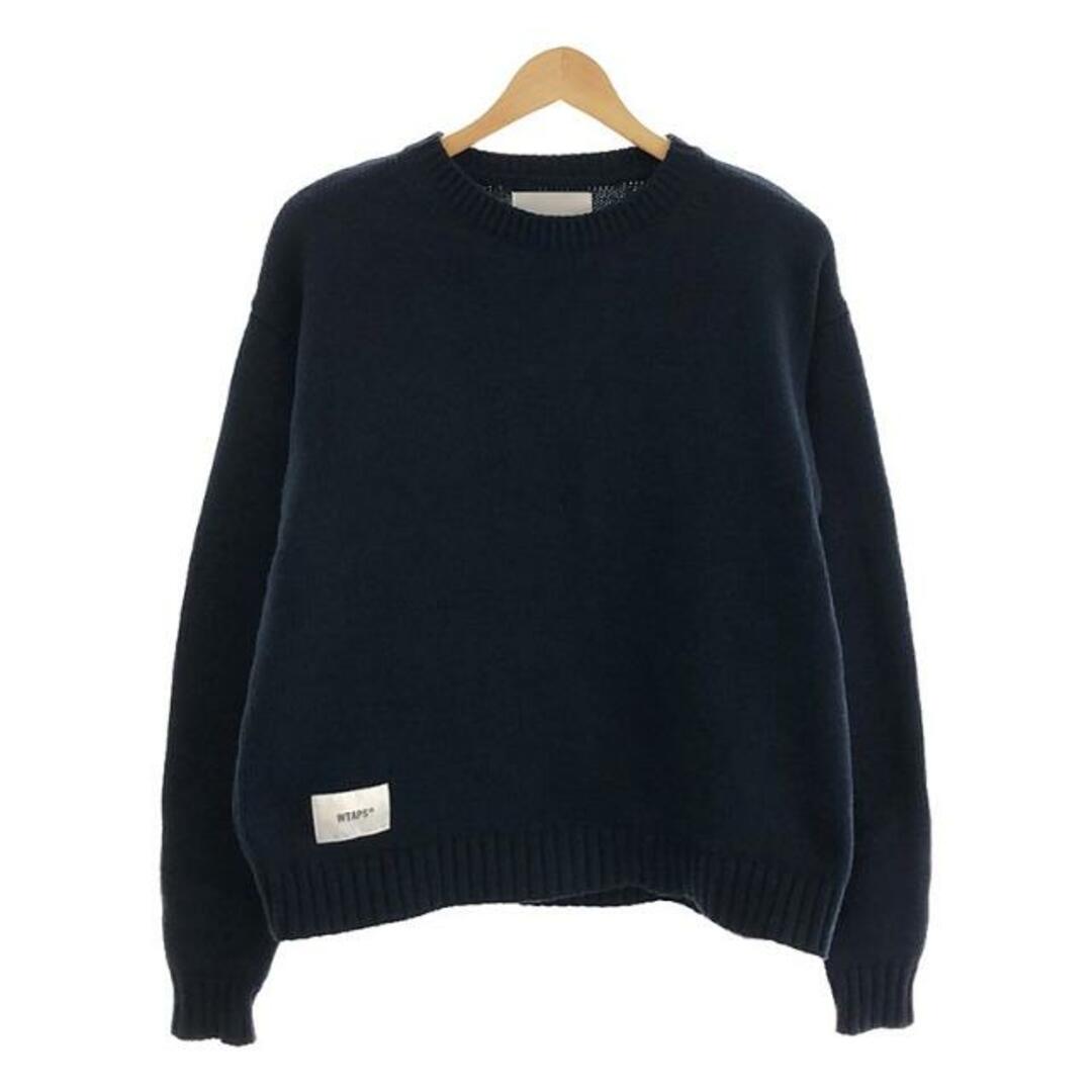 W)taps(ダブルタップス)の【美品】  WTAPS / ダブルタップス | 2023AW | CREW NECK 02 / SWEATER / POLY.SIGN / EX47collection / クルーネック ニット | 1 | Navy | メンズ メンズのトップス(ニット/セーター)の商品写真