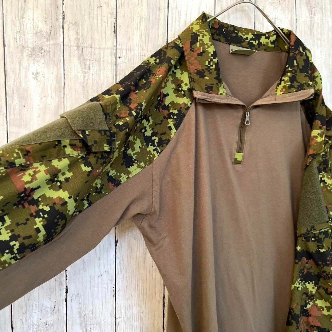 US古着TACTICAL SWEATERハーフジップミリタリーカットソー　XL メンズのトップス(Tシャツ/カットソー(七分/長袖))の商品写真